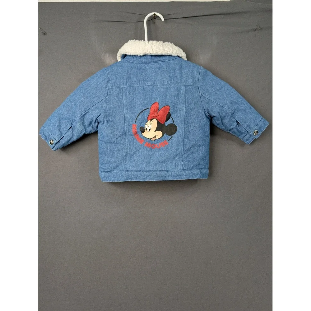 Disney Baby Minnie Mouse Denim Jacket Sherpa Collar Blue 18M